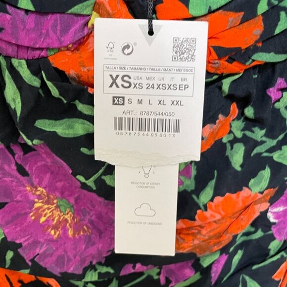 NWT ZARA FLORAL PRINT OFF-SHOULDER MINI DRESS, SIZE XS - Picture 12 of 13